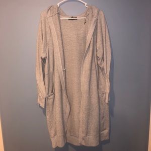 Knee-Length Teddy Hooded Cardigan